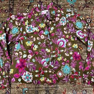 Floral Print Ruffled Button Down Shirt